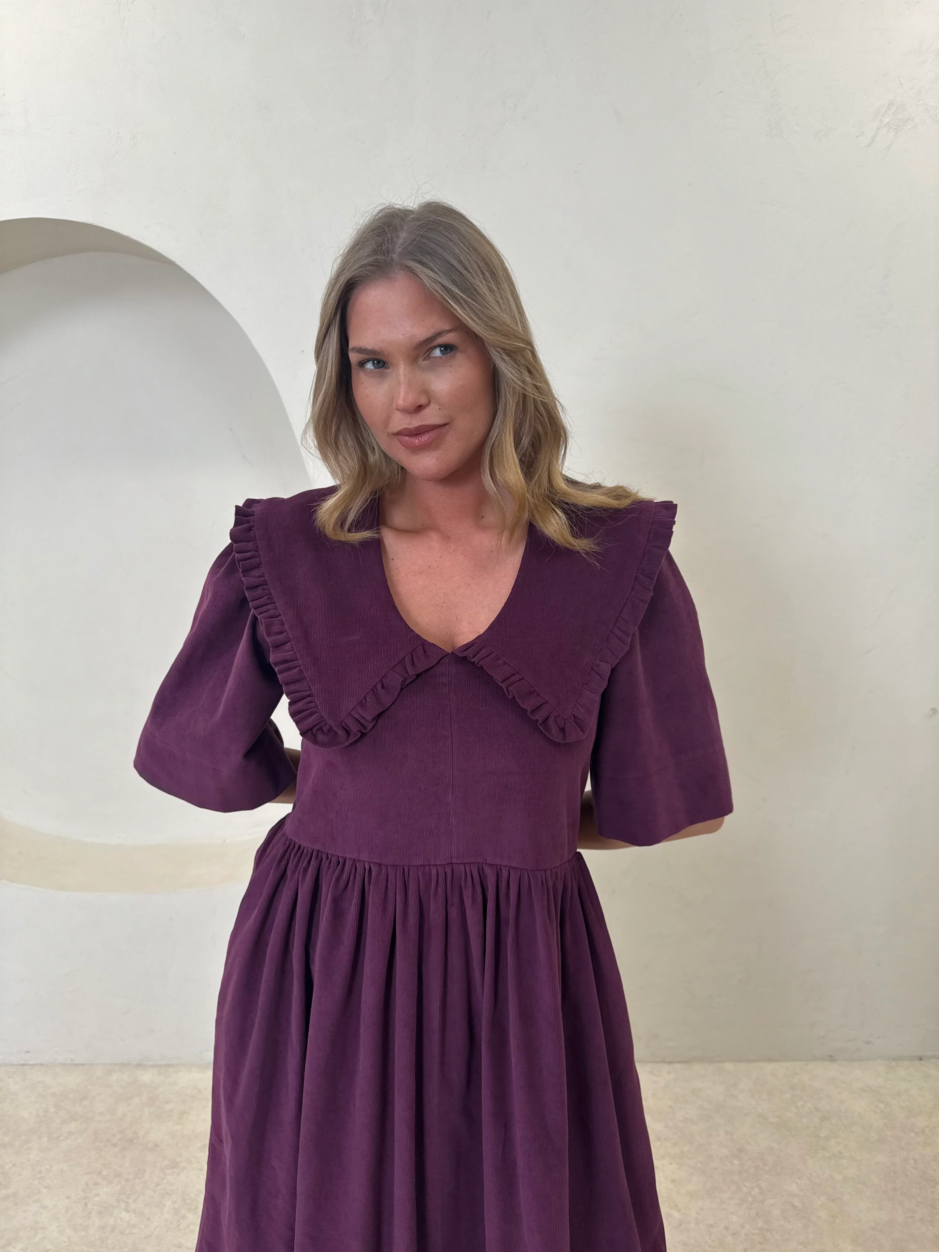 Bertie Dress - Purple Corduroy - Image 4