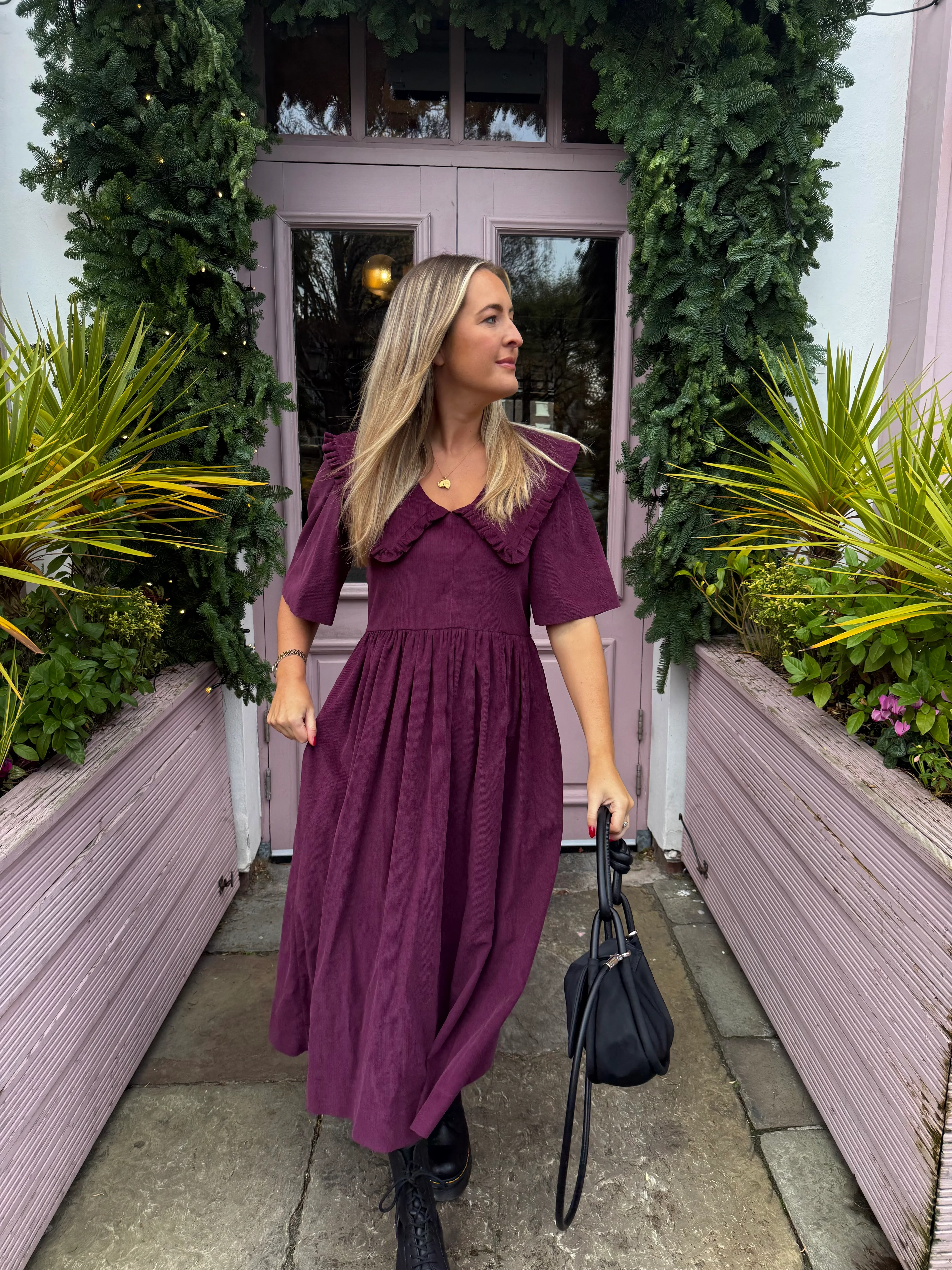 Bertie Dress - Purple Corduroy - Image 6