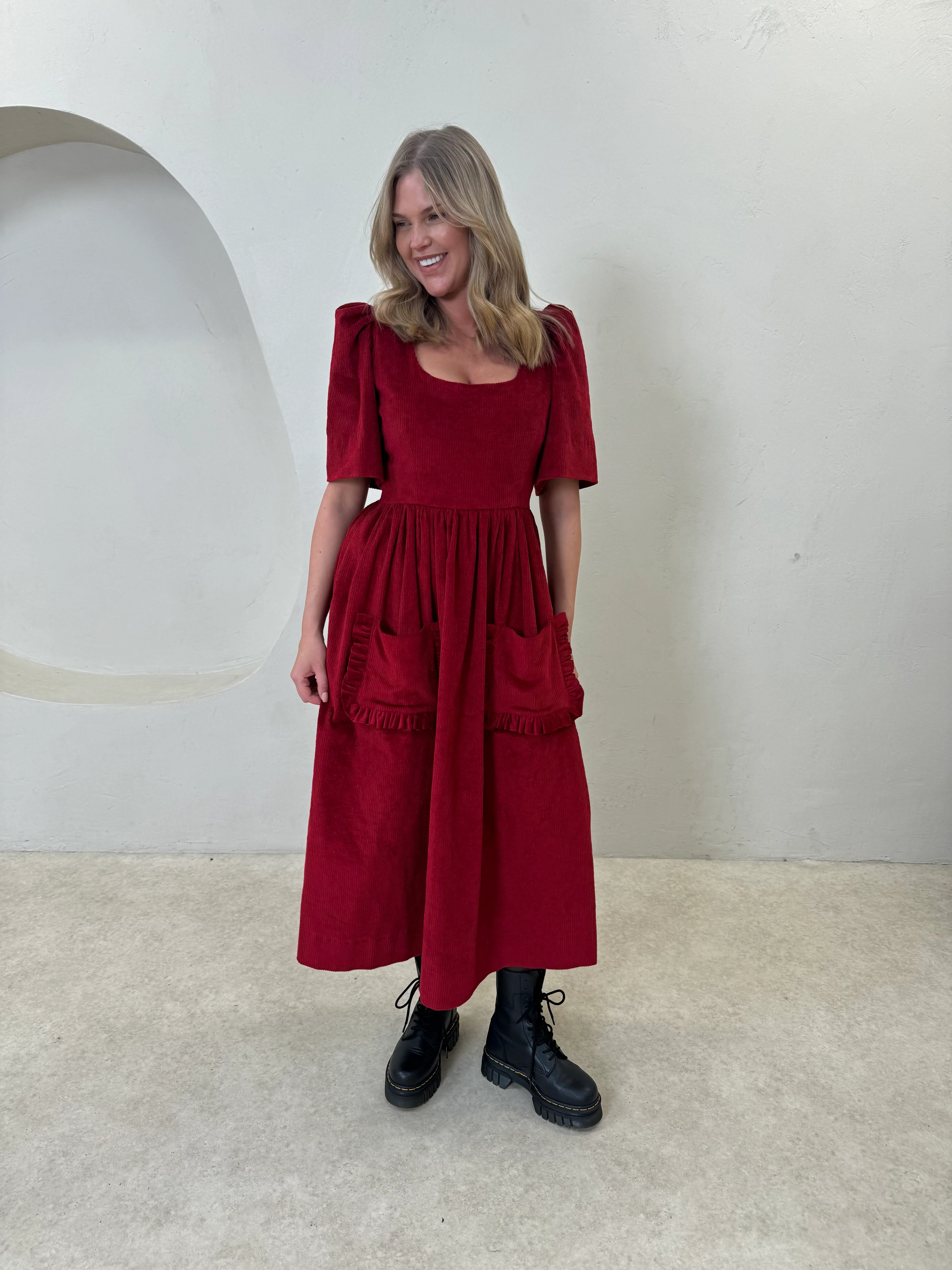 Minnie Dress - Red Corduroy - Image 3