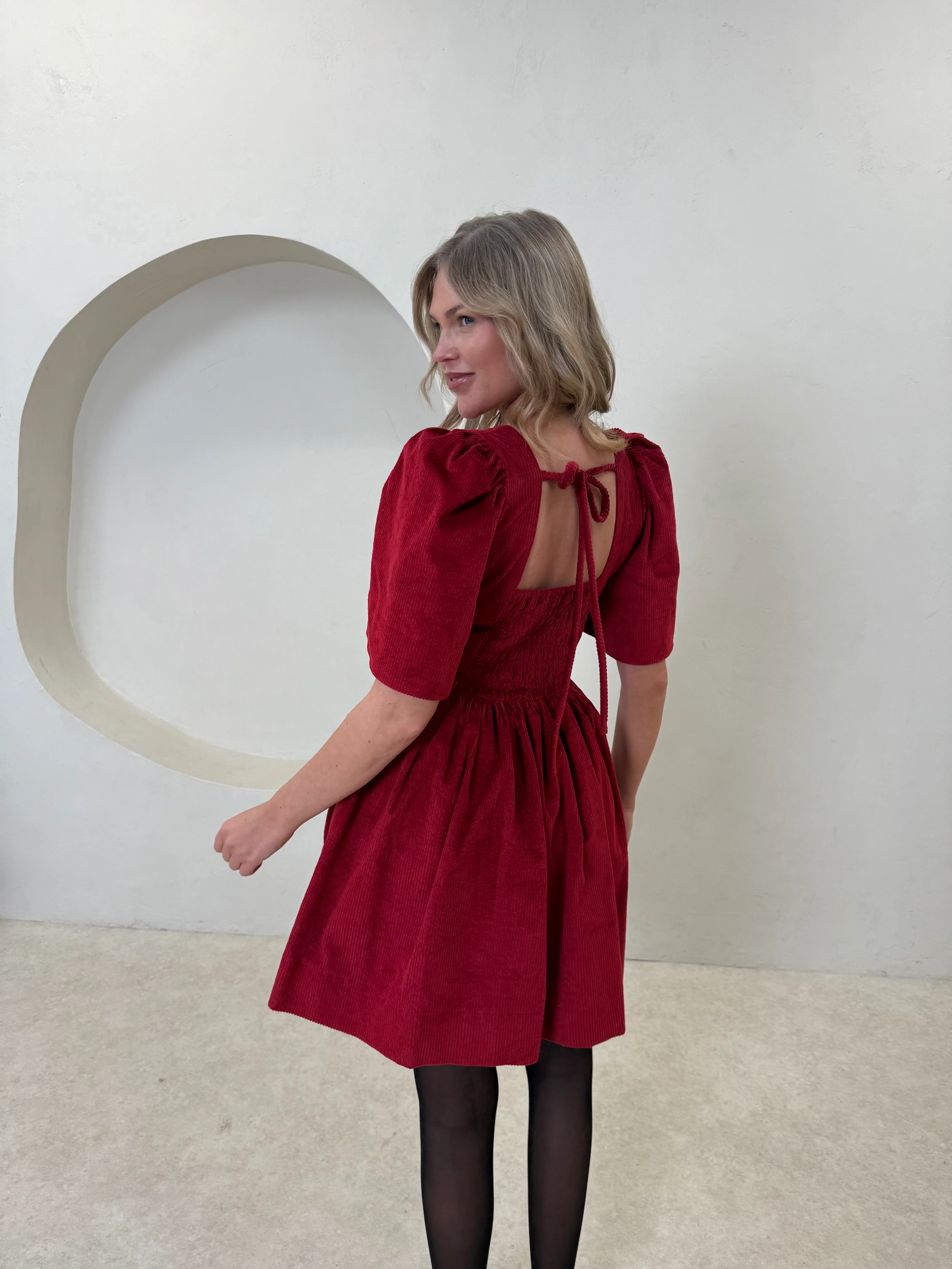 Minnie Dress - Red Corduroy Mini - Image 3