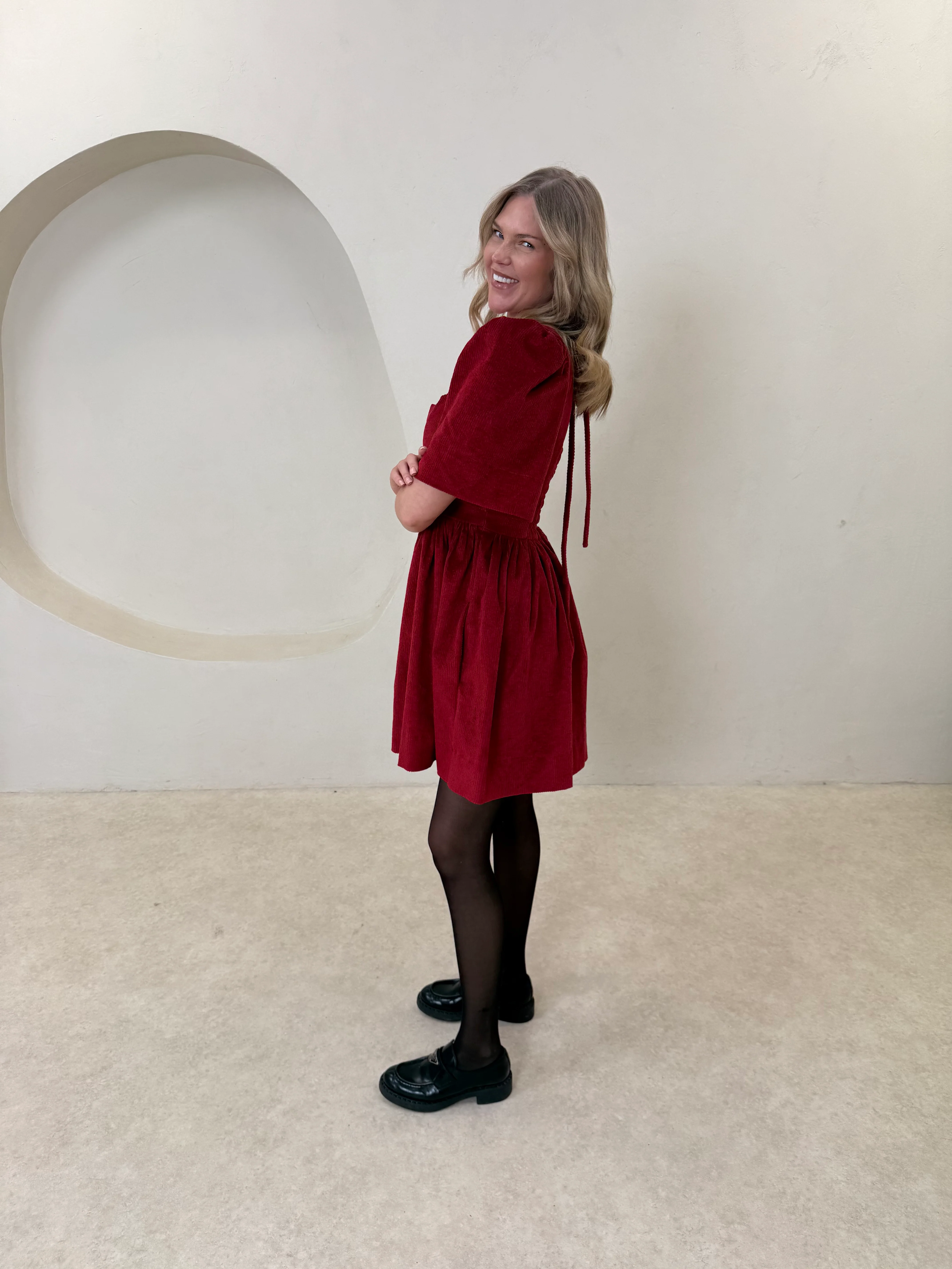 Minnie Dress - Red Corduroy Mini - Image 4