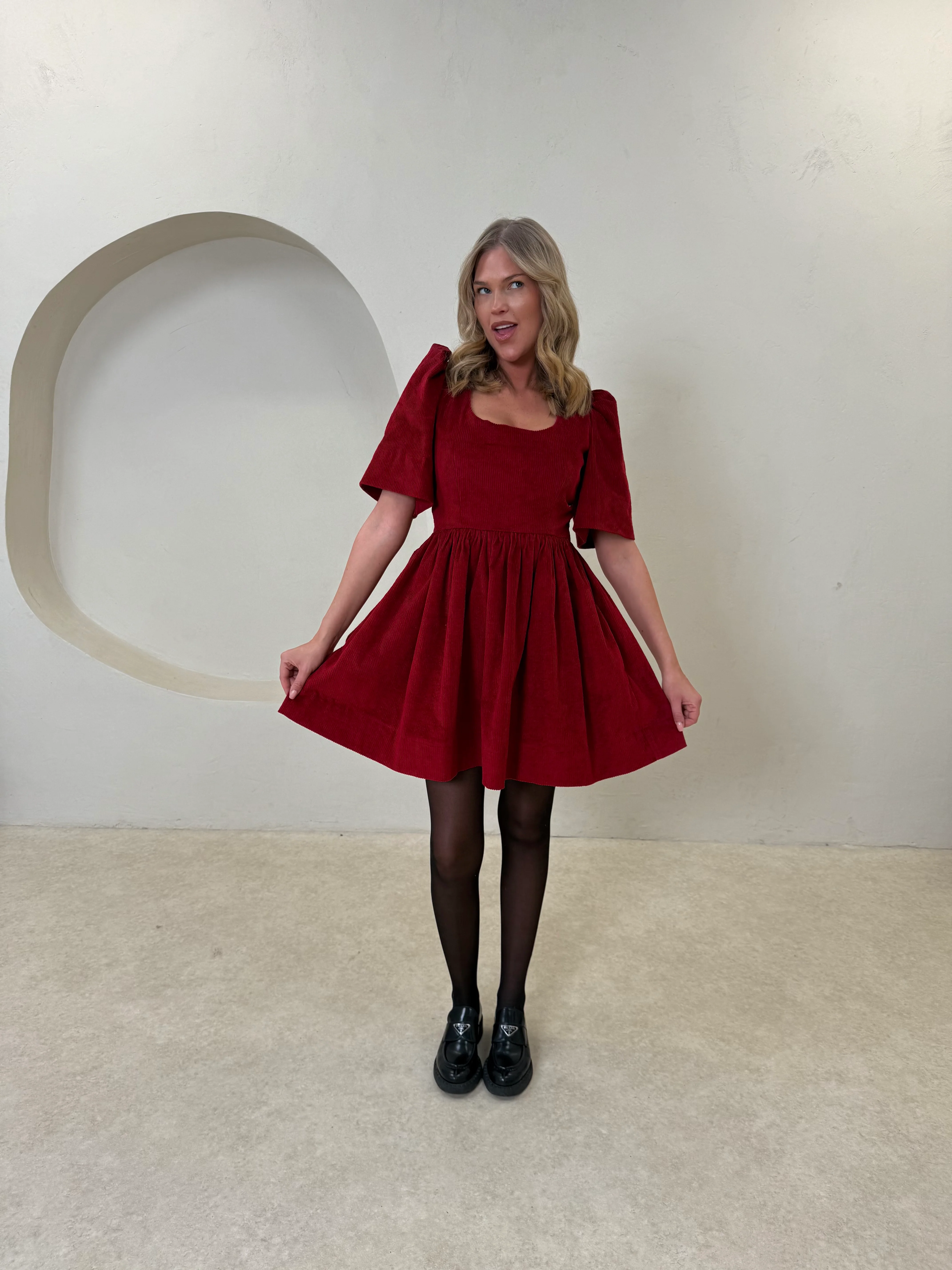 Minnie Dress - Red Corduroy Mini - Image 5