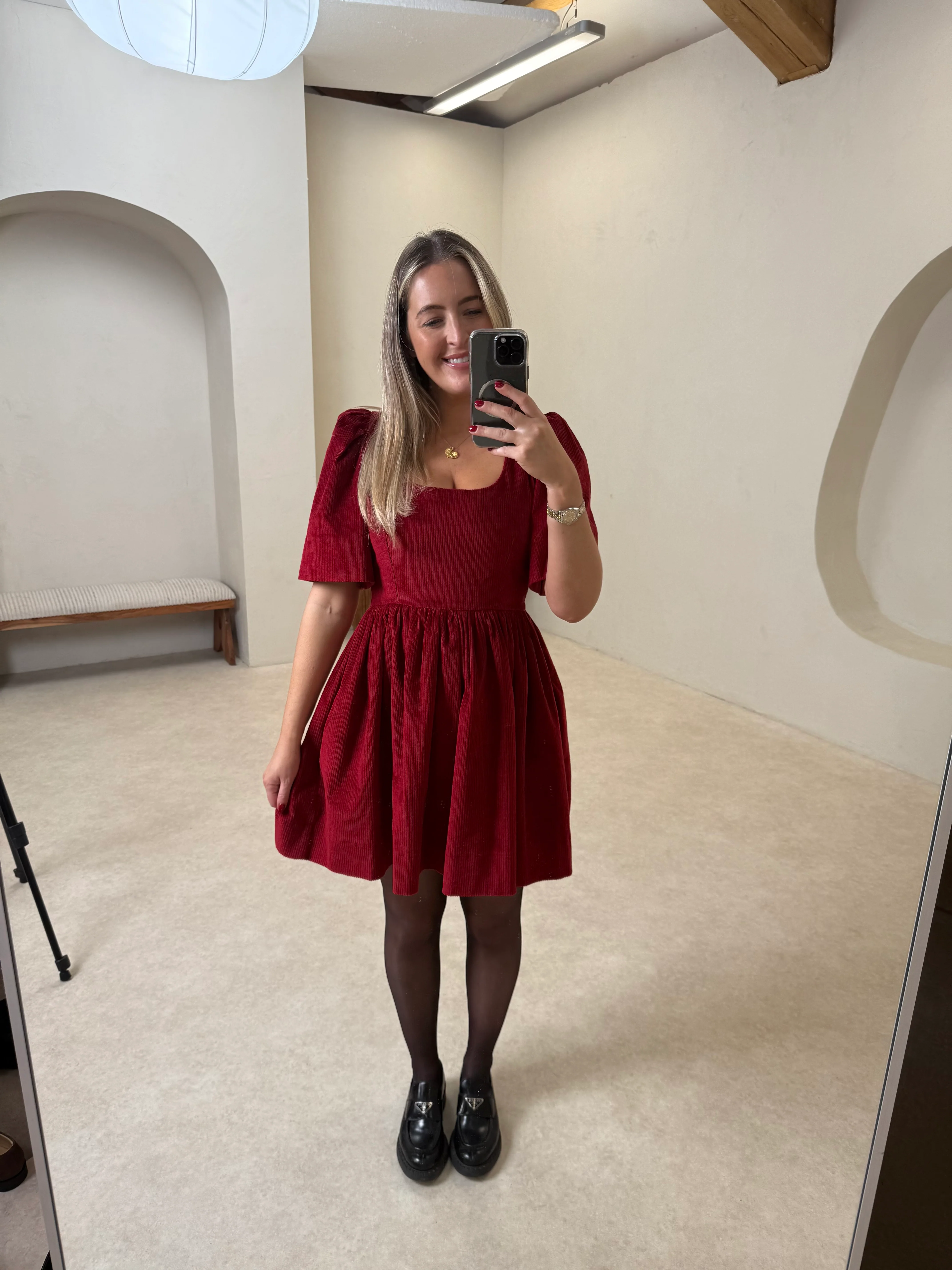 Minnie Dress - Red Corduroy Mini - Image 8