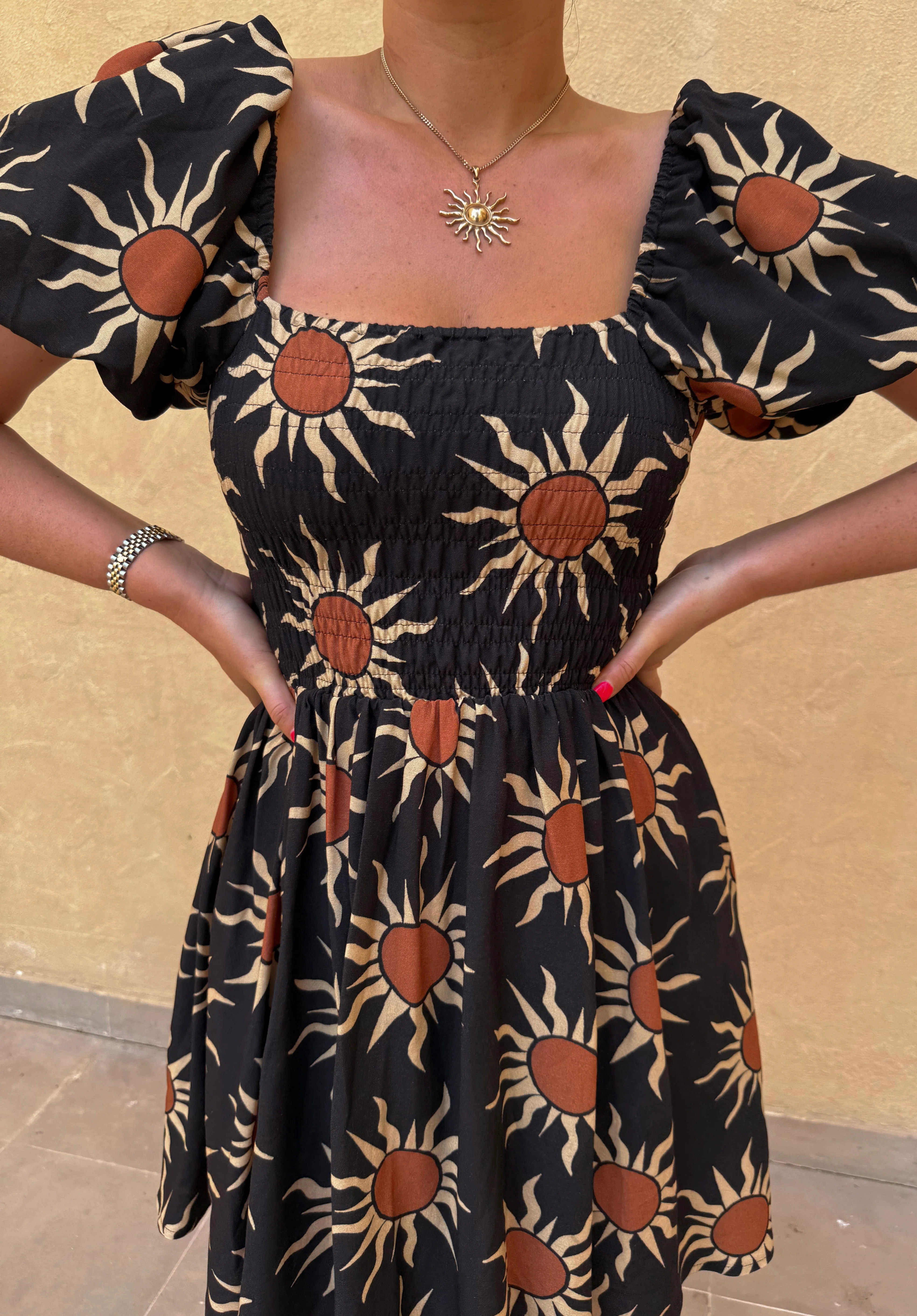 Olive Mini Dress - Sunshine Print - Image 3