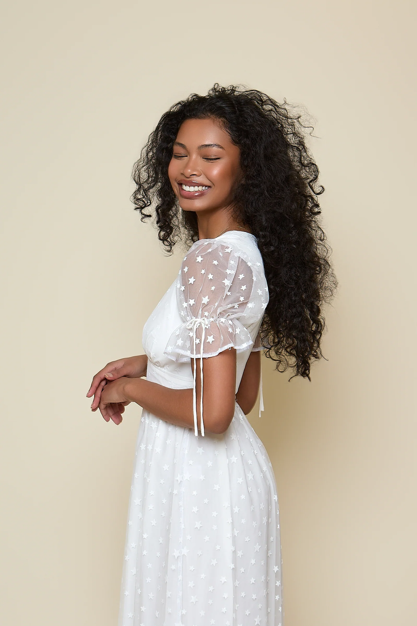 Paloma Dress - Ivory Star Midi Length - Image 3