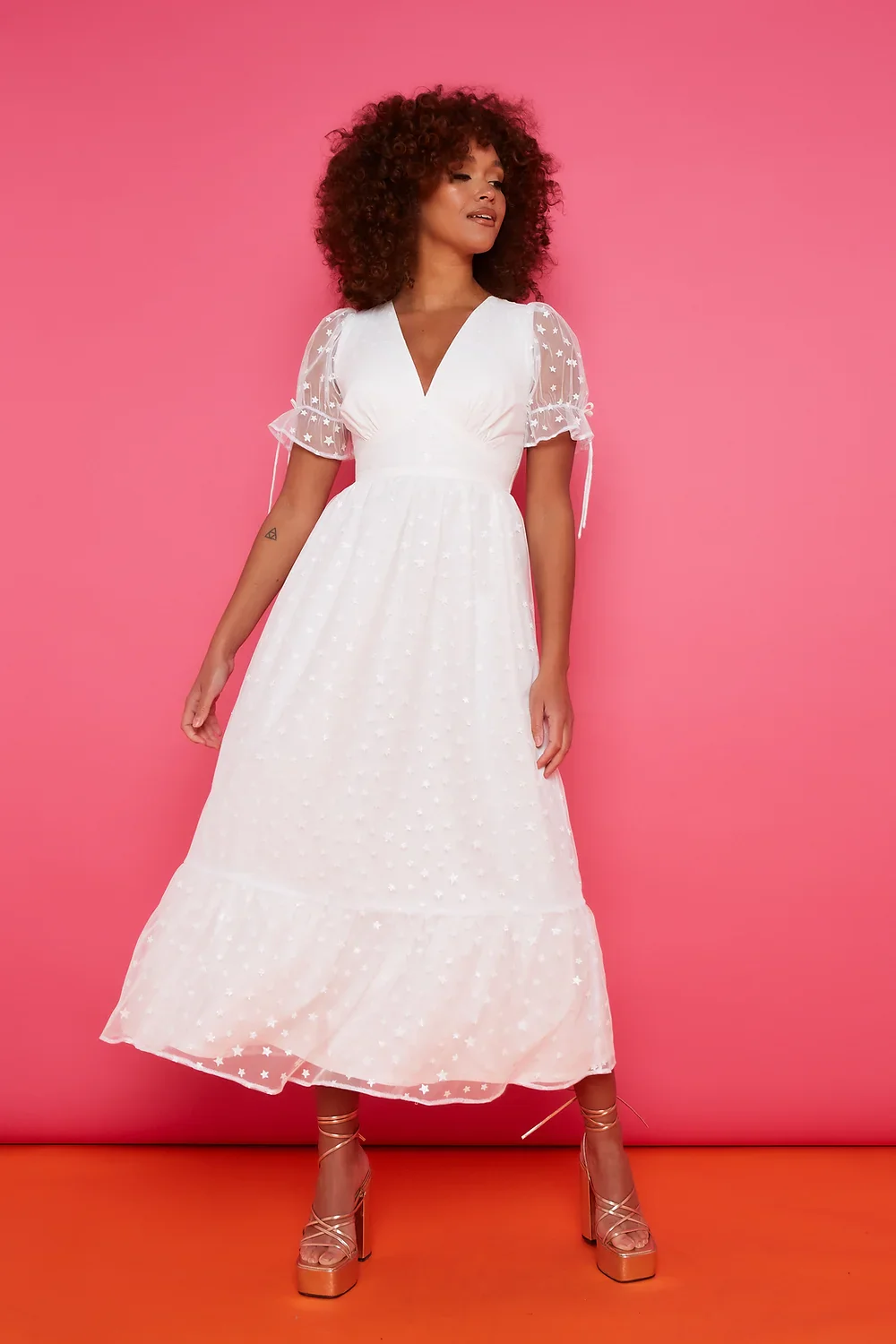 Paloma Dress - Ivory Star Midi Length - Image 7