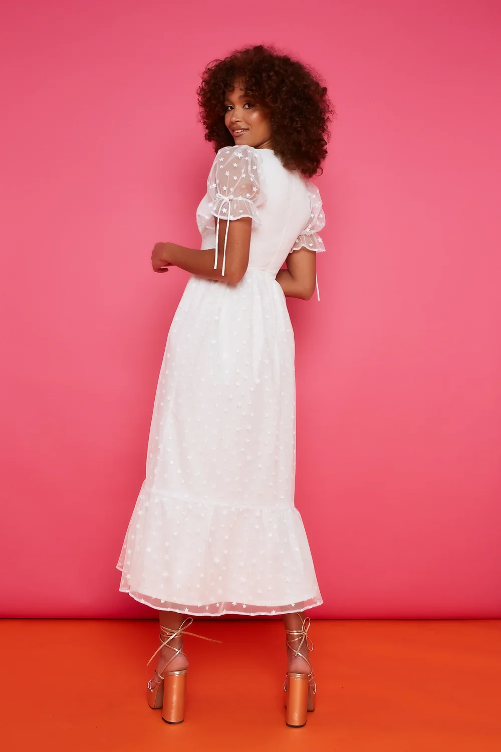 Paloma Dress - Ivory Star Midi Length - Image 8