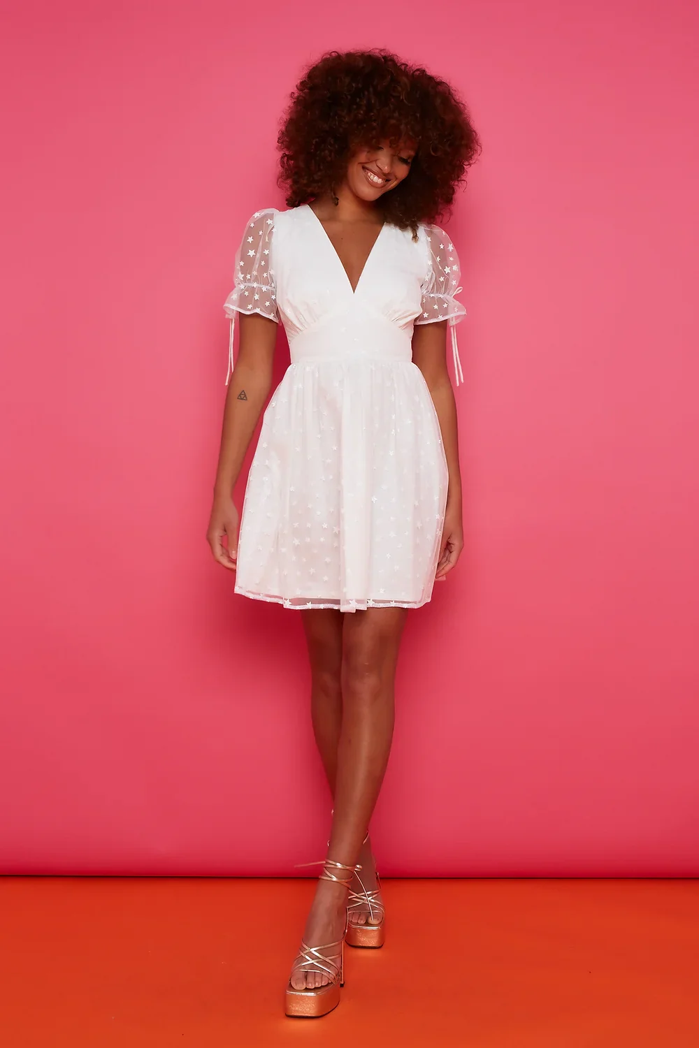 Paloma Dress - Ivory Star Mini Length - Image 8